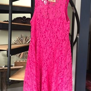 Free People hot pink lace dress